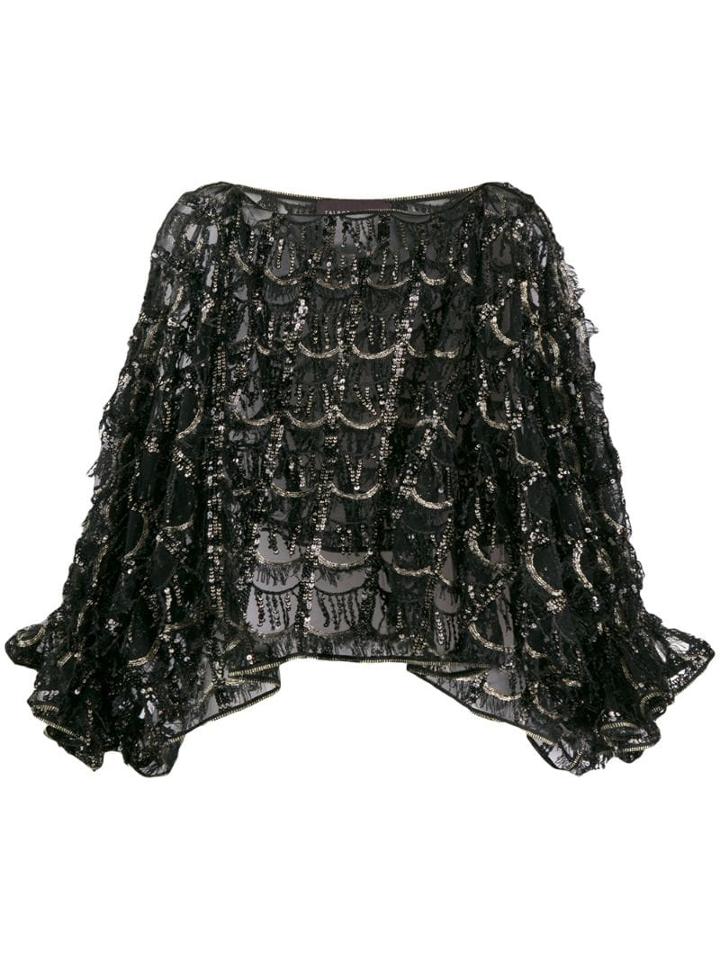 Talbot Runhof Embellished Loose-fit Top - Black