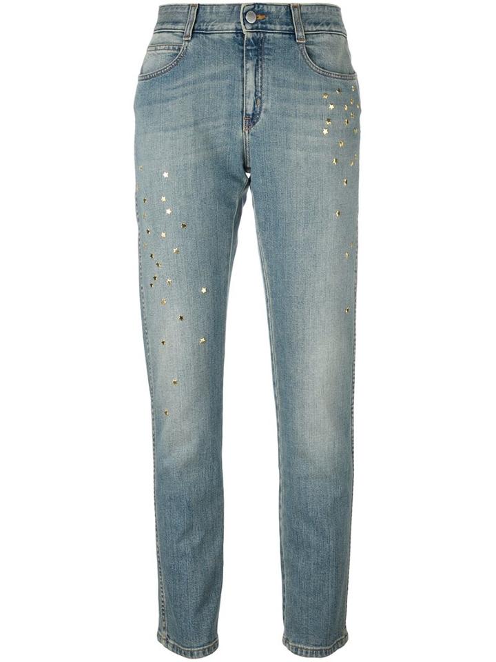 Stella Mccartney Star Accent Straight-fit Jeans, Women's, Size: 28, Blue, Cotton/spandex/elastane/metal (other)