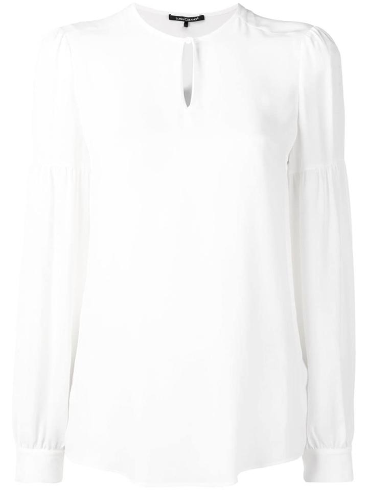 Luisa Cerano Pleated Sleeve Blouse - White