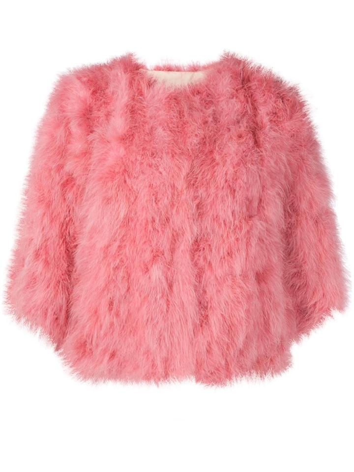 Yves Salomon Short Feathered Bolero Jacket - Pink
