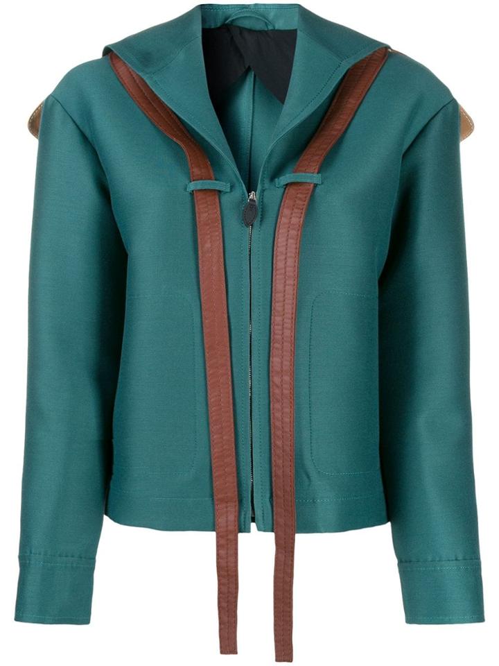 Lanvin Zipped V-neck Panelled Jacket - Green