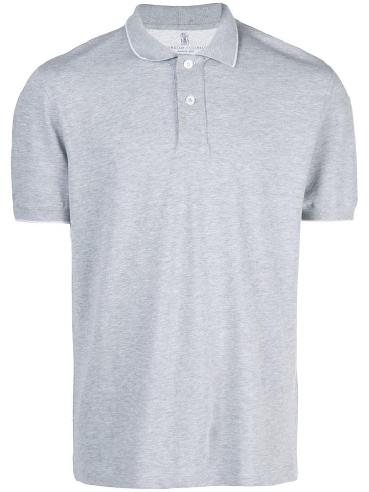 Brunello Cucinelli Short Sleeved Polo Shirt - Grey