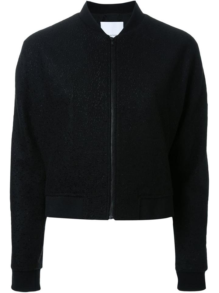 Scanlan Theodore Punched Bouclé Bomber, Women's, Size: 10, Black, Wool