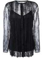 Nina Ricci Striped Lace Blouse - Blue