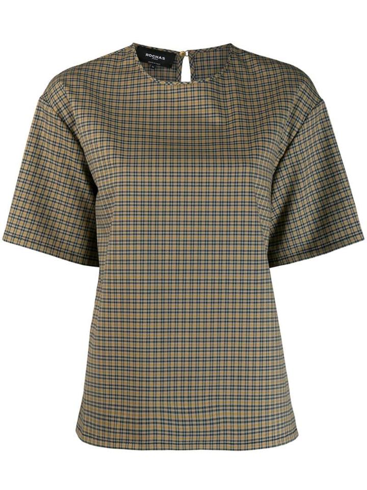 Rochas Plaid Print Top - Green