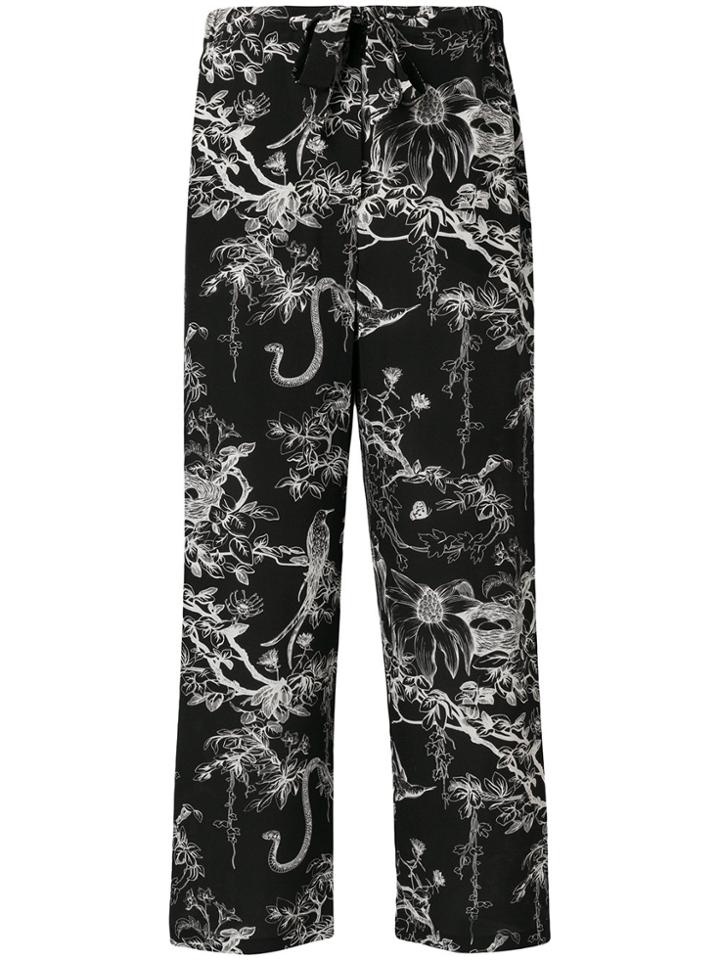 Alexander Mcqueen Printed Straight-leg Trousers - Black