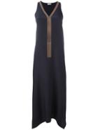 Brunello Cucinelli V-neck Maxi Dress, Size: Medium, Grey, Silk/acetate