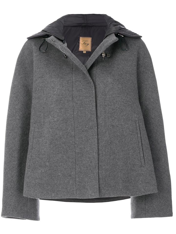 Fay Cropped Cape Coat - Grey