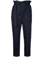 En Route - Paper Bag Waist Trousers - Women - Polyester - 2, Blue, Polyester