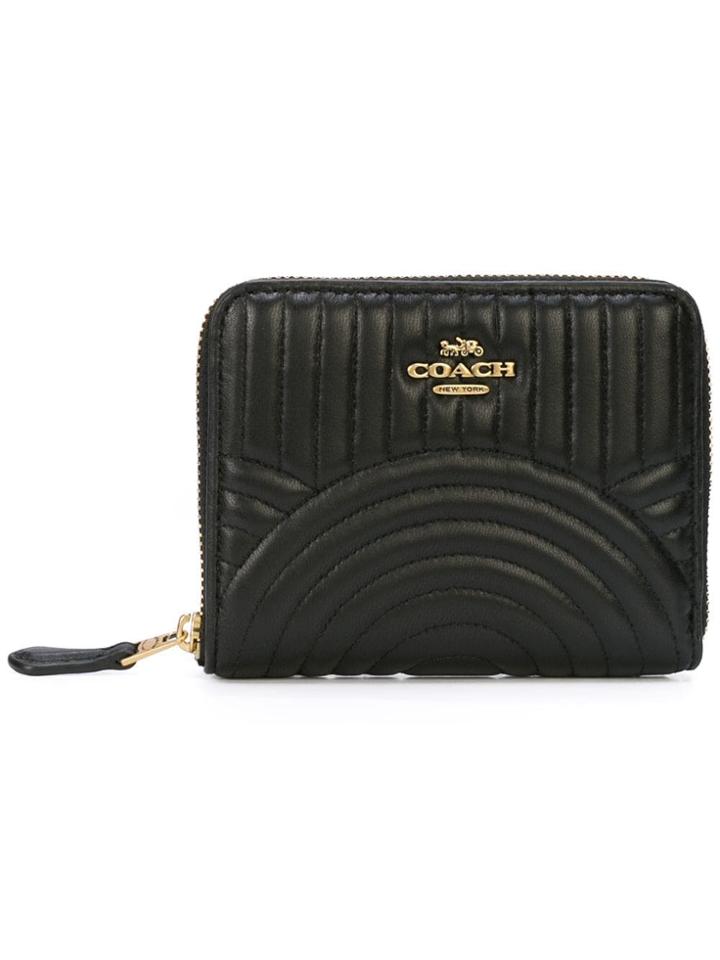 Coach Deco Quilting Small Zip Around Wallet - Black