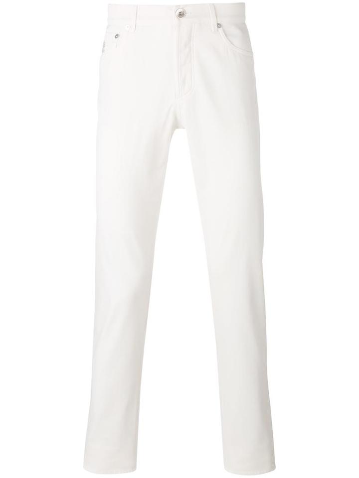Brunello Cucinelli Slim-fit Jeans, Men's, Size: 48, White, Cotton/spandex/elastane/polyester
