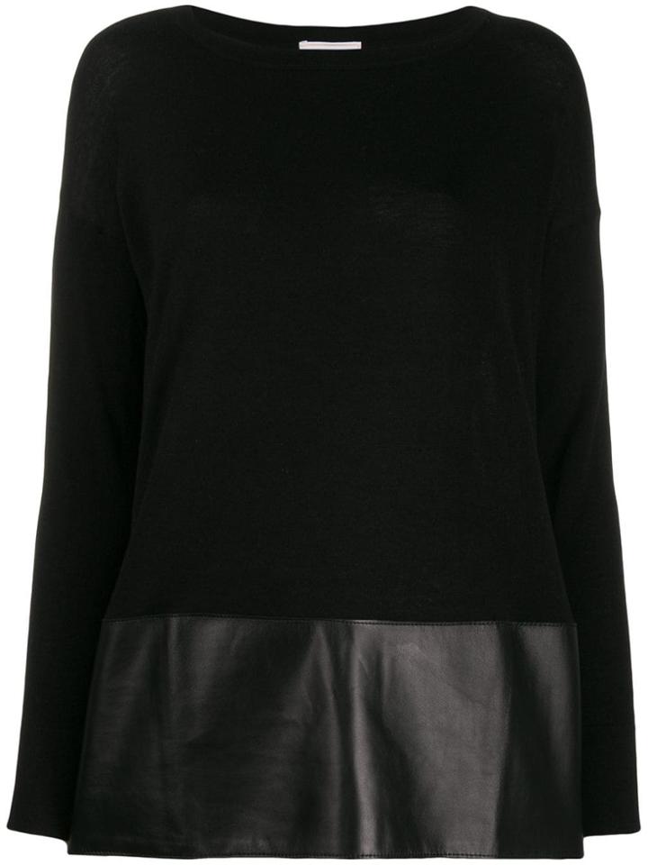 Snobby Sheep Faux-leather Hem Jumper - Black