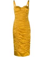 Dolce & Gabbana Ruched Bustier Bodycon Dress - Yellow
