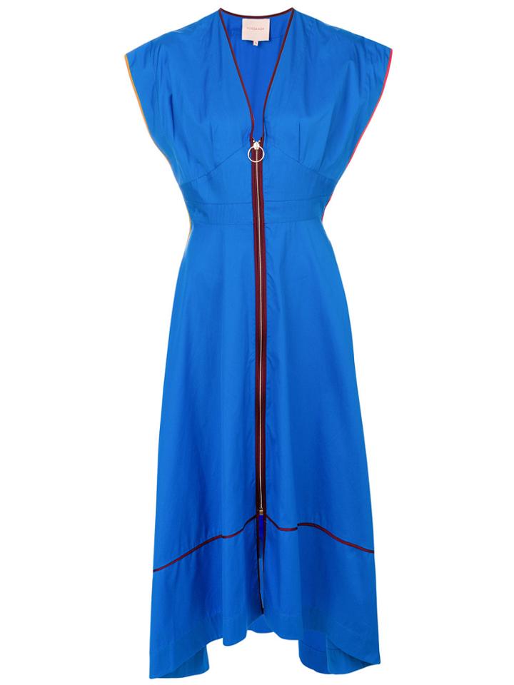 Roksanda Asymmetric Hem Zip Front Dress - Blue