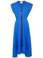 Roksanda Asymmetric Hem Zip Front Dress - Blue