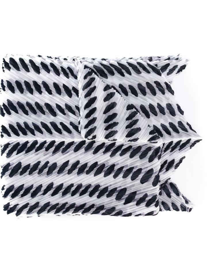 Pleats Please By Issey Miyake Oval Dots Pattern Scarf, Women's, White, Polyester