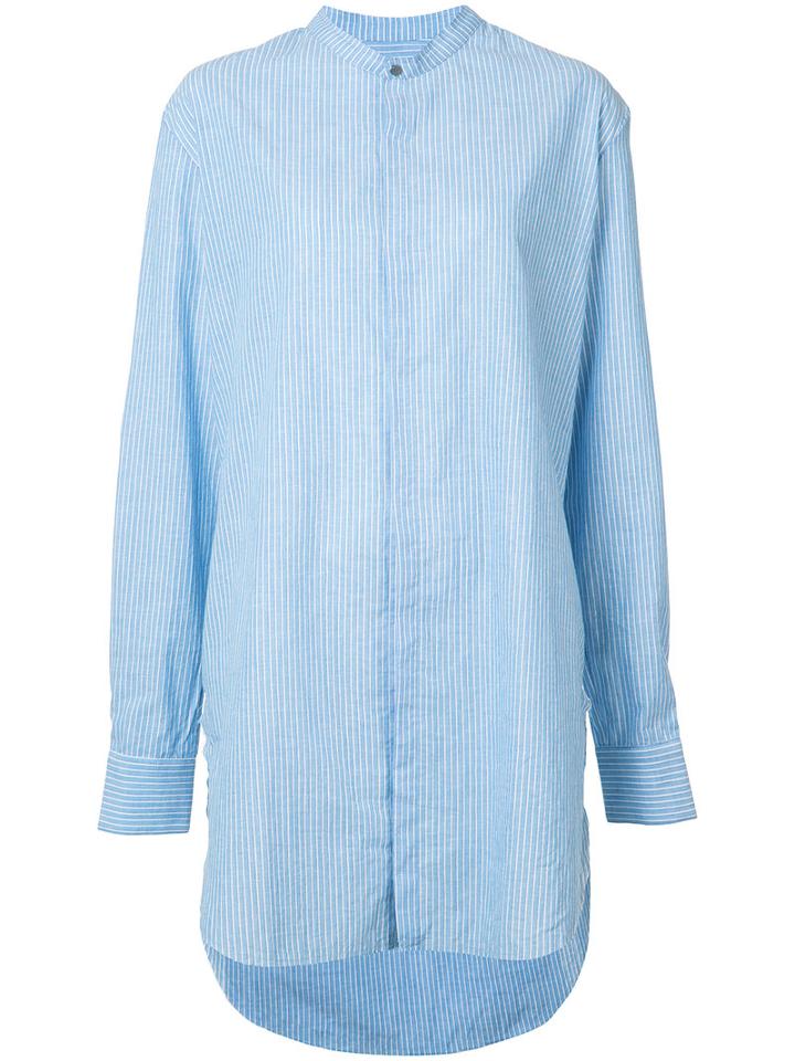 Baja East Long Striped Shirt, Women's, Size: 2, Blue, Cotton/linen/flax/rayon