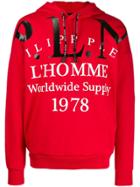 Philipp Plein Logo Print Hooded Sweatshirt - Red