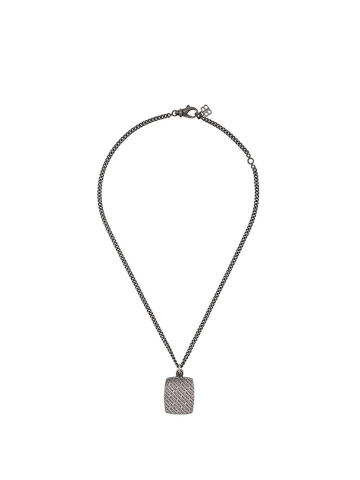 Balenciaga Precious Square Logo Necklace - Silver