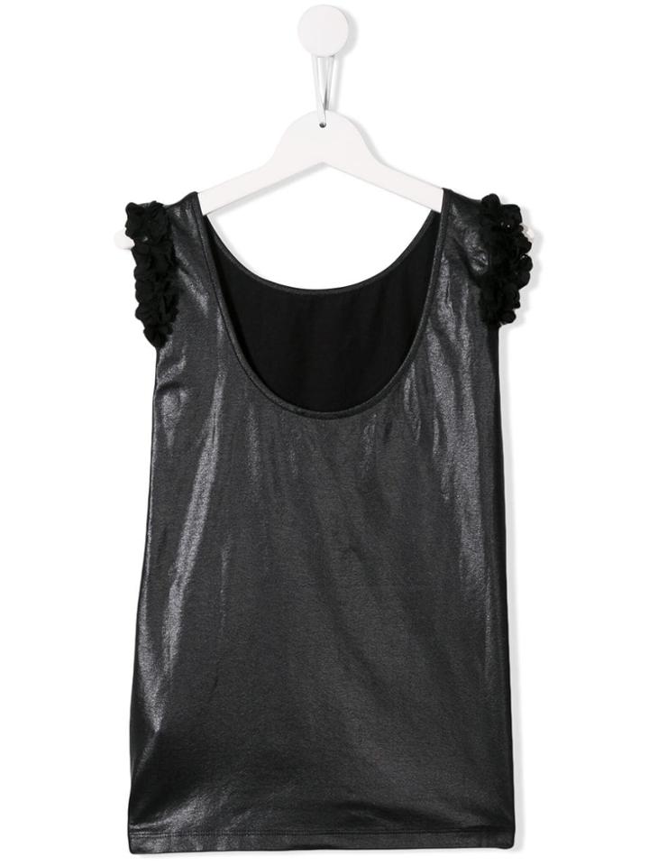 Monnalisa Frill-trim Sleeveless Top - Black