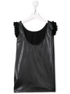 Monnalisa Frill-trim Sleeveless Top - Black
