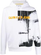 Calvin Klein Jeans Printed Detail Logo Hoodie - White
