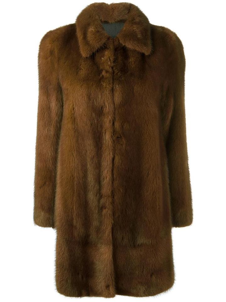 Blancha Buttoned Mid Coat, Women's, Size: 42, Brown, Mink Fur/viscose
