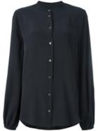 Equipment Mandarin Collar Shirt, Women's, Size: Large, Black, Silk