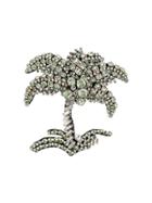 No21 Embellished Palm Tree Brooch - White