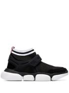 Moncler Black Velcro Suede Trim Sock Sneakers