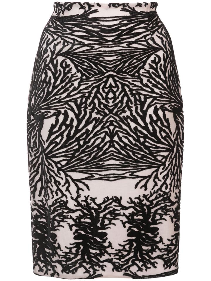 Yigal Azrouel Coral Reef Burnout Pencil Skirt - Black