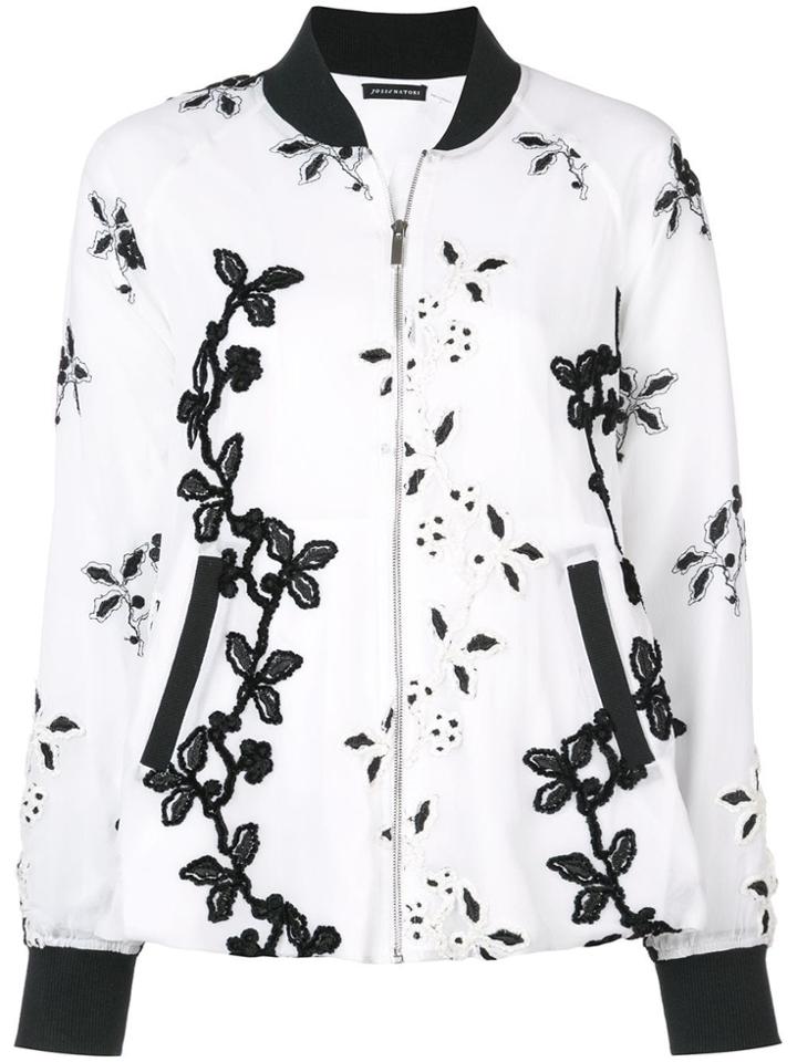 Natori Embroidered Bomber Jacket - White