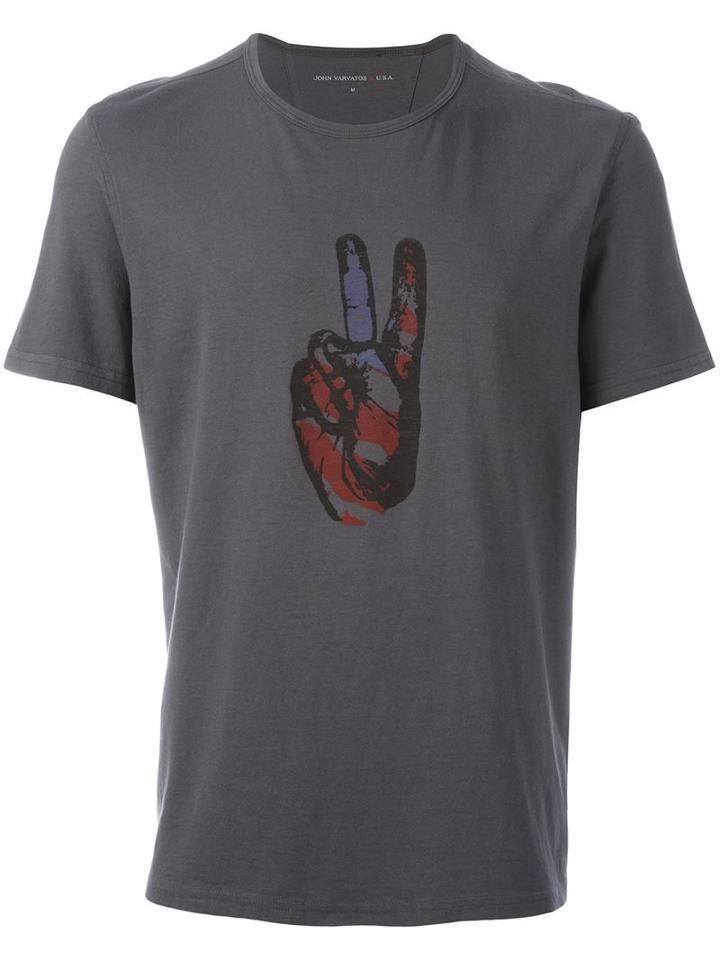 John Varvatos Hand Print T-shirt, Men's, Size: Xl, Grey, Cotton