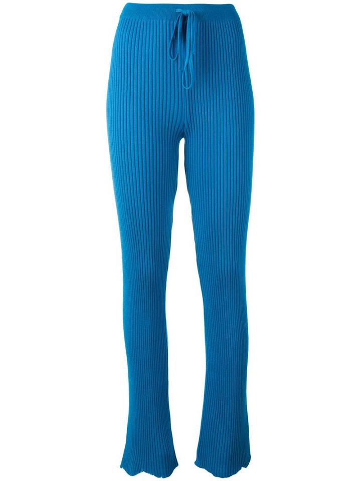Marques'almeida Drawstring Ribbed Track Pants, Women's, Size: Medium, Blue, Merino