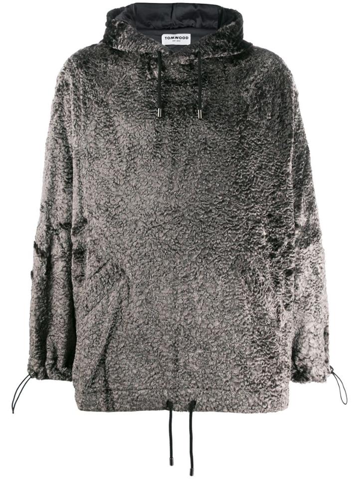 Tom Wood Textured Drawstring Hoodie - Grey