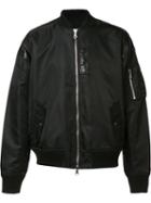 Mostly Heard Rarely Seen Leather Detailing Bomber Jacket, Men's, Size: Large, Black, Nylon/leather