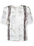 Giambattista Valli Lace-detail Floral Shirt, Women's, Size: 44, White, Silk/polyamide/viscose