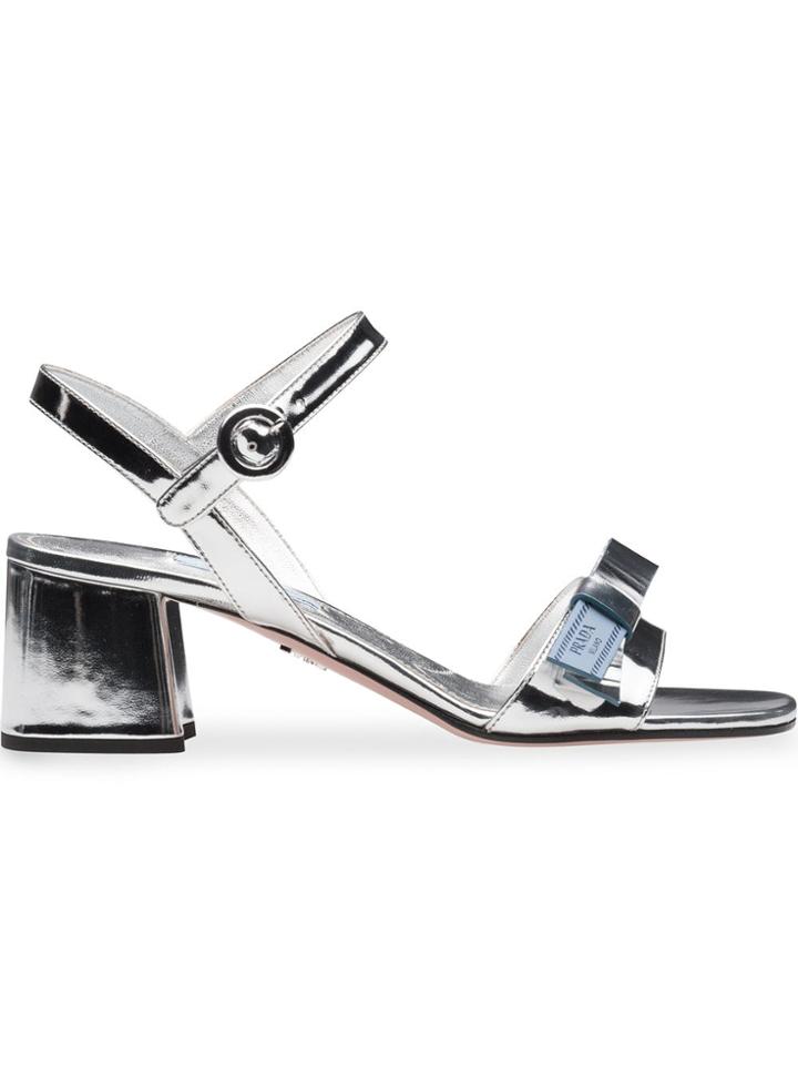 Prada Etiquette Logo Sandals - Metallic