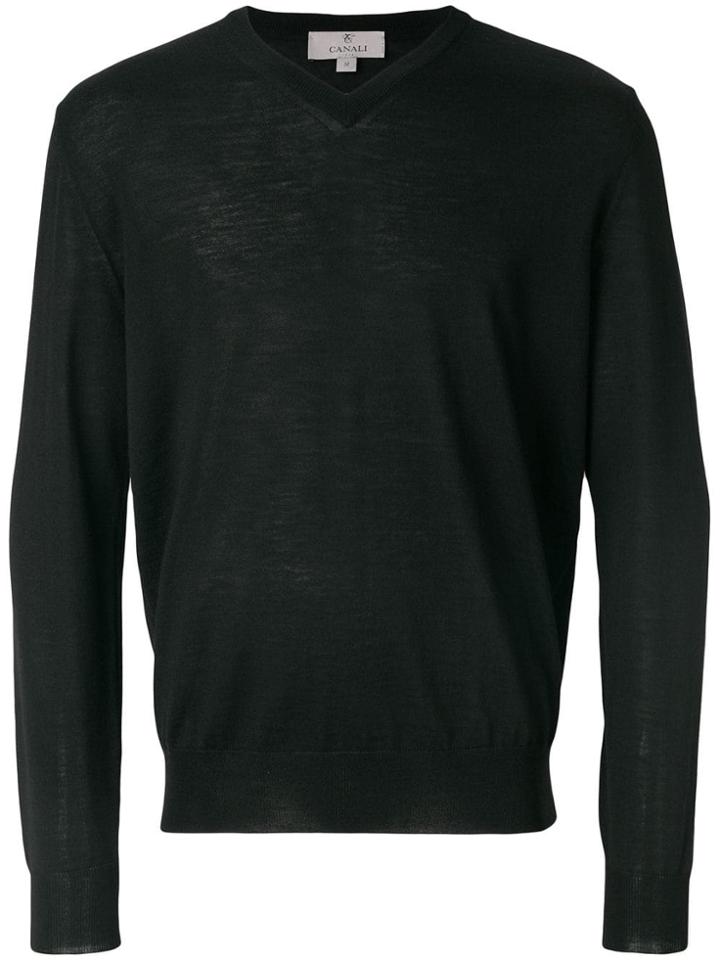 Canali Classic Knitted Sweater - Black