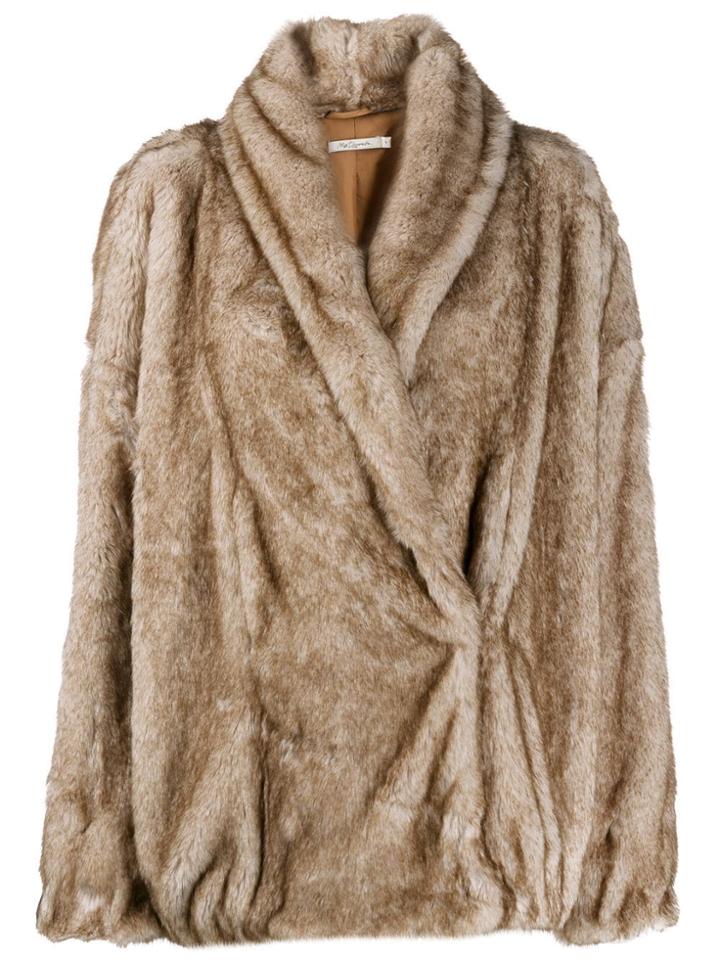 Mes Demoiselles Faux Fur Wrap Coat - Brown