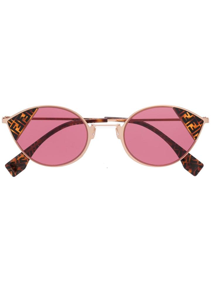 Fendi Eyewear Logo Printed Sunglasses - Gold
