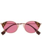 Fendi Eyewear Logo Printed Sunglasses - Gold
