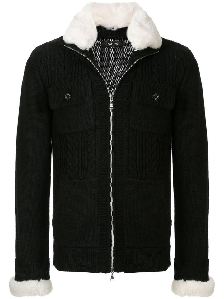Loveless Contrast-collar Cardigan - Black