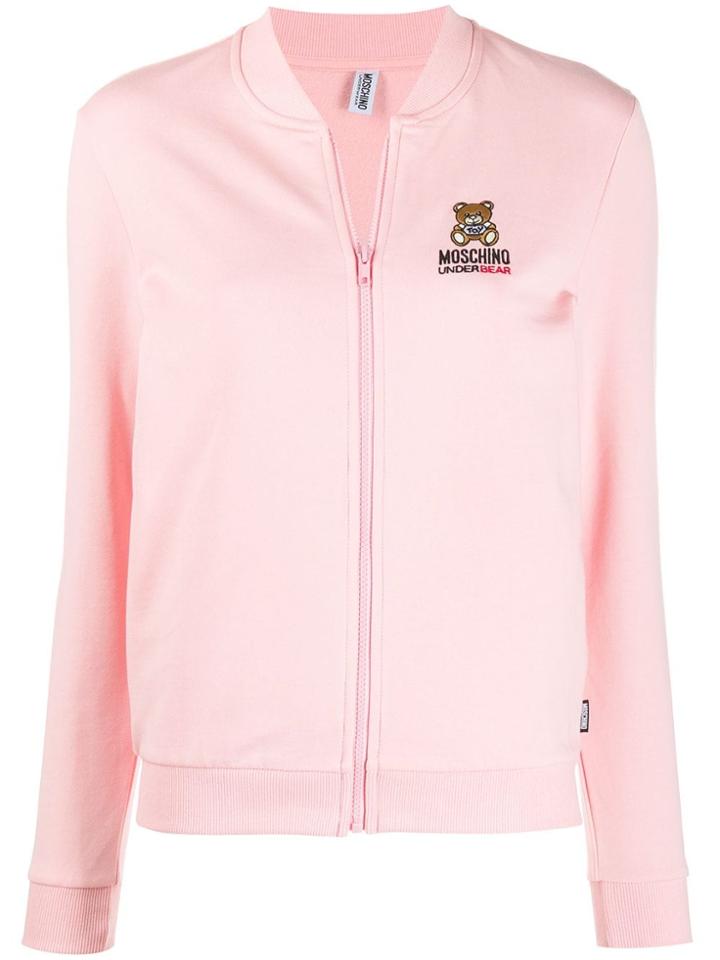 Moschino Logo Embroidered Cardigan - Pink
