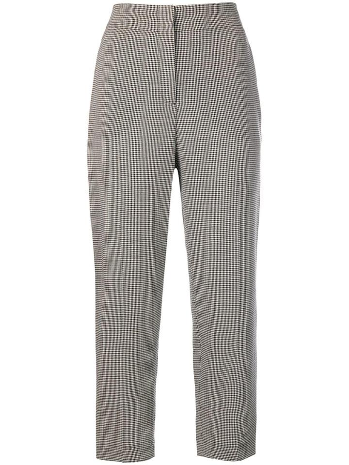 Luisa Cerano Checked Cropped Trousers - Black
