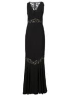 Nicole Miller Lace Insert Evening Dress, Women's, Size: 0, Black, Polyester/spandex/elastane/rayon