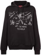 424 Glitter Effect Print Hoodie - Black