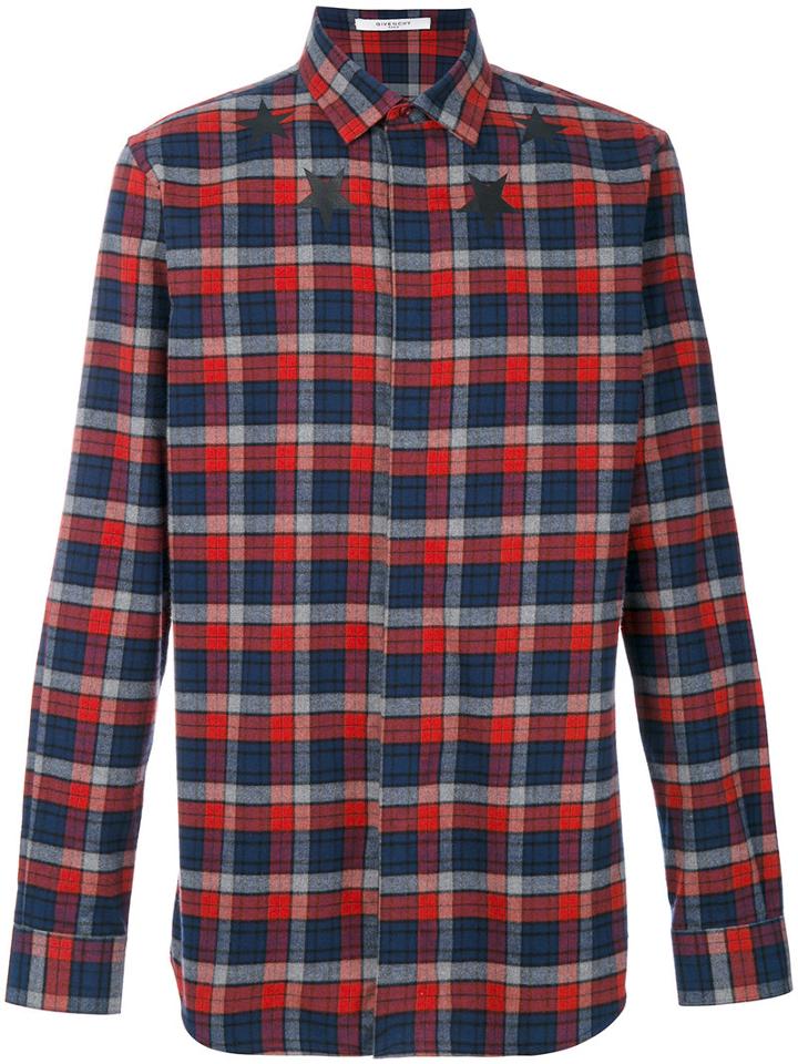 Givenchy - Plaid Embroidered Shirt - Men - Cotton - 40, Red, Cotton