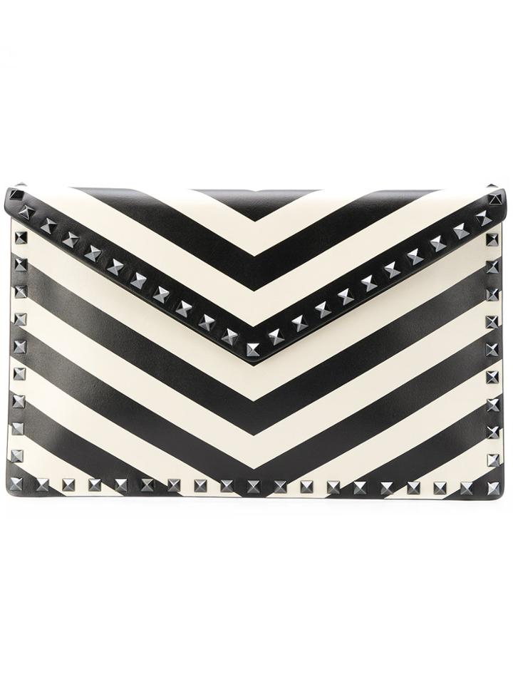 Valentino Rockstud Chevron Clutch - Black