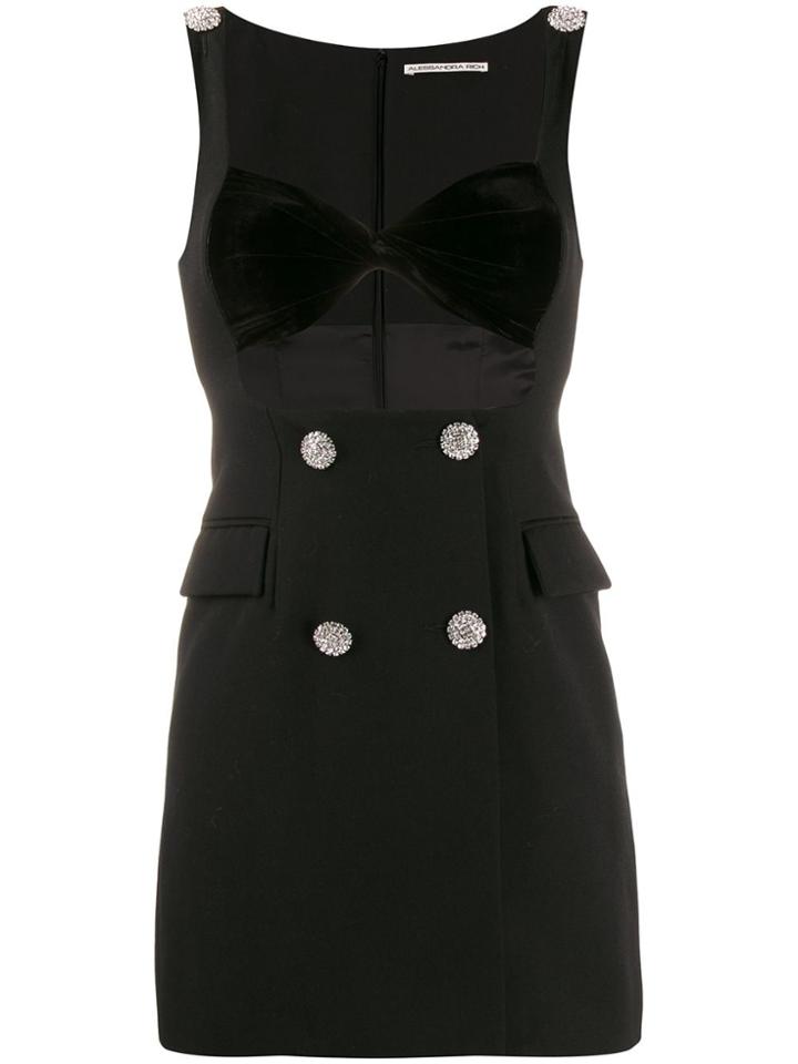 Alessandra Rich Sweetheart Neck Dress - Black